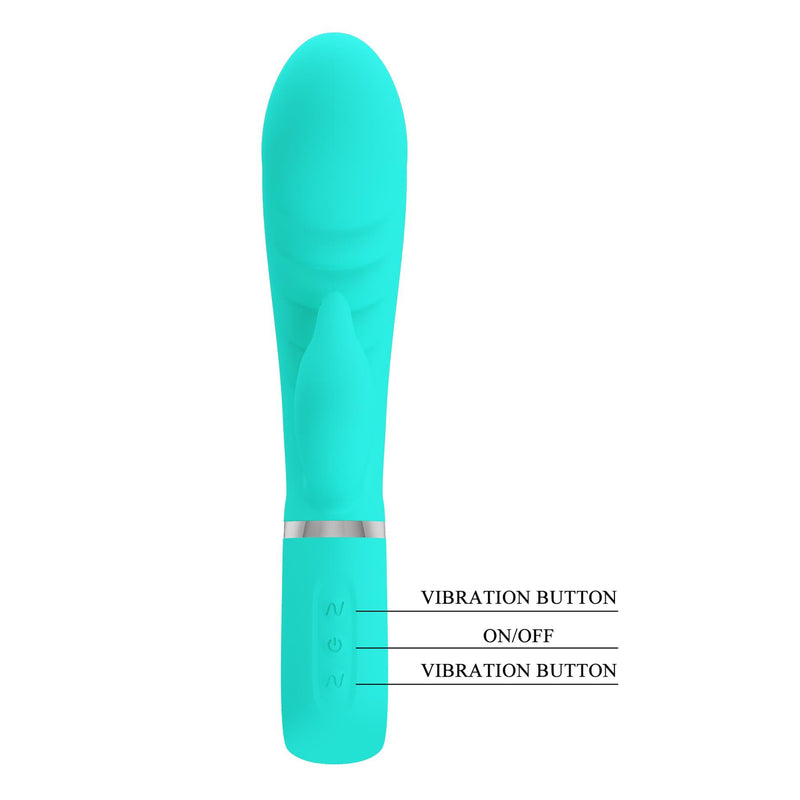 Pretty Love Prescott Super Soft Rabbit Silicone Vibrator - Vibrator -Teal
