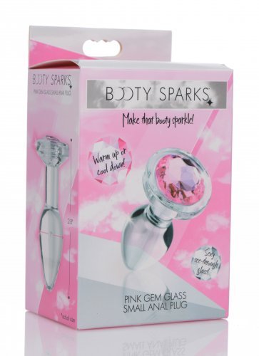 XR Brands Pink Gem Glass Anal Plug - Small