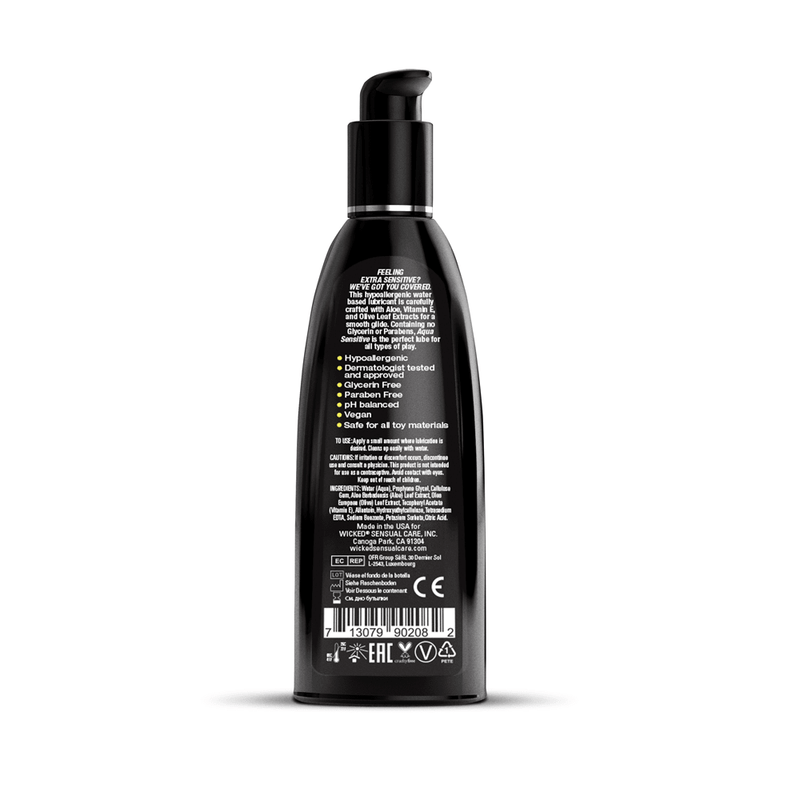 Wicked Sensual Care Aqua Sensitive Hypoallergenic Water Based Lubricant - 8 Fl. Oz.