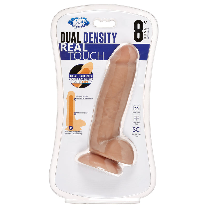 Cloud 9 Novelties 8" Dual Density Real Touch Thick with Realistic Painted Veins and Balls - Tan