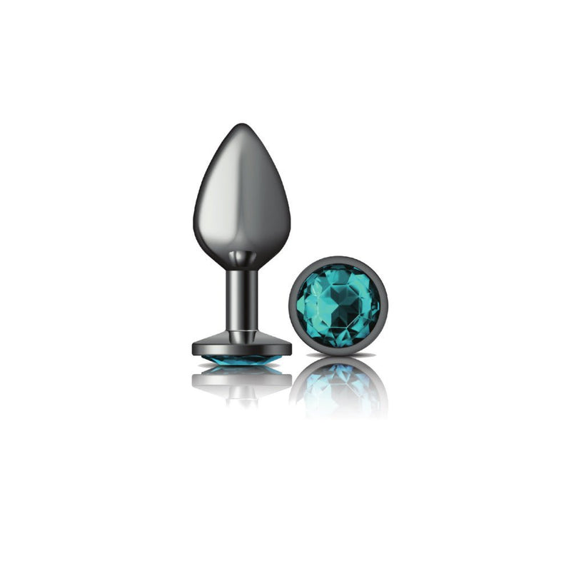Viben Teal Round Gem Gunmetal Metal Plug - Md