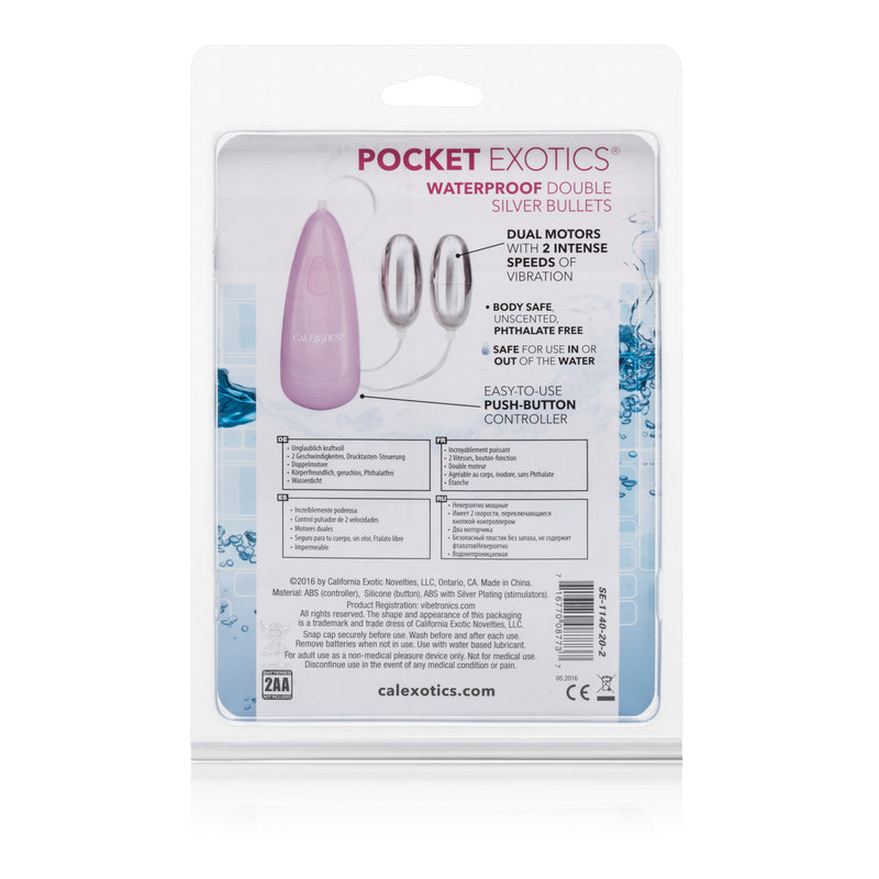 CalExotics Pocket Exotics Waterproof Double Silver Bullets - Pink
