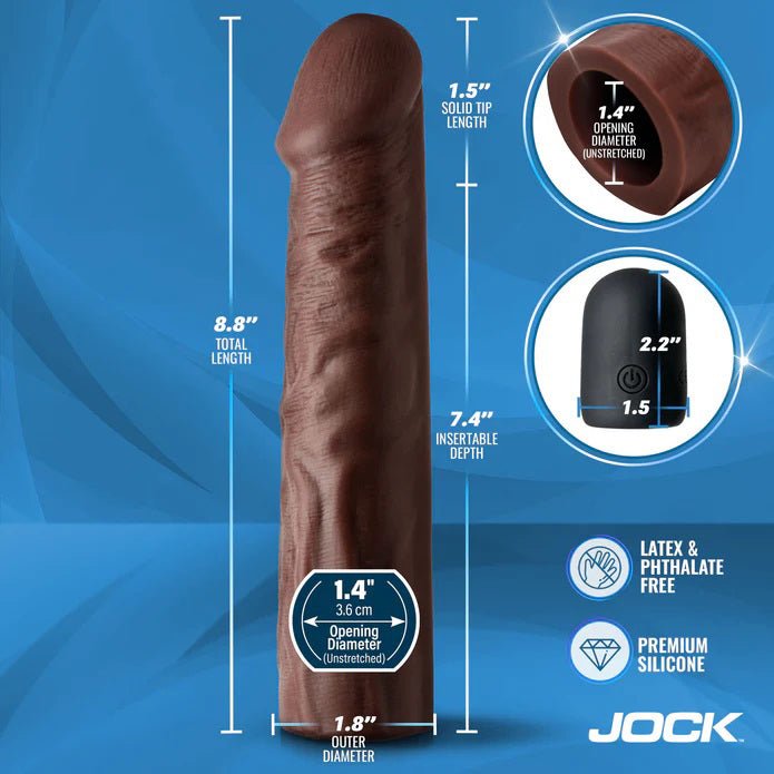 Curve Toys Jock Vibrating Penis Extension with Remote - Dark