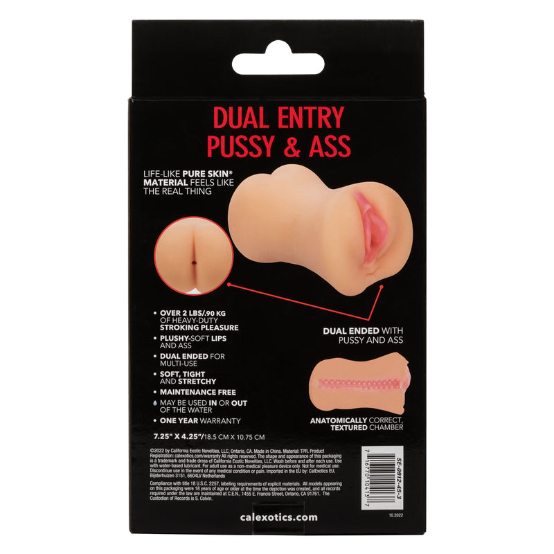 CalExotics Stroke It Dual Entry Pussy and Ass - Ivory - Stroker Masturbator - Realistic Pocket Pussy