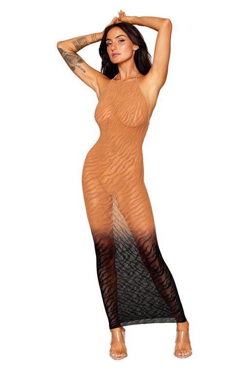 "Bodystocking Gown - One Size - Black/copper DG-0488BCOPOS"