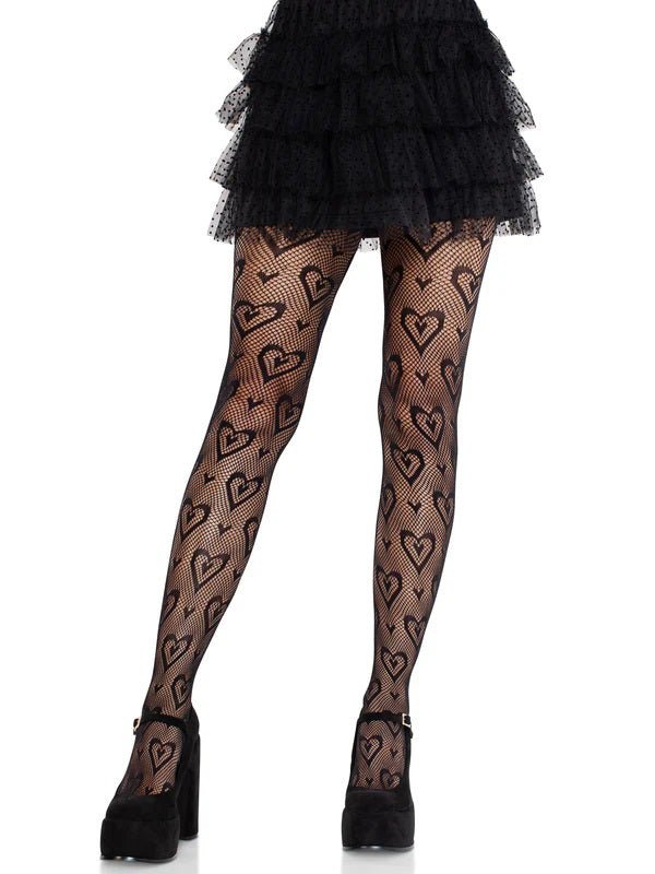Leg Avenue Cherie Heart Net Tights O/s - Black