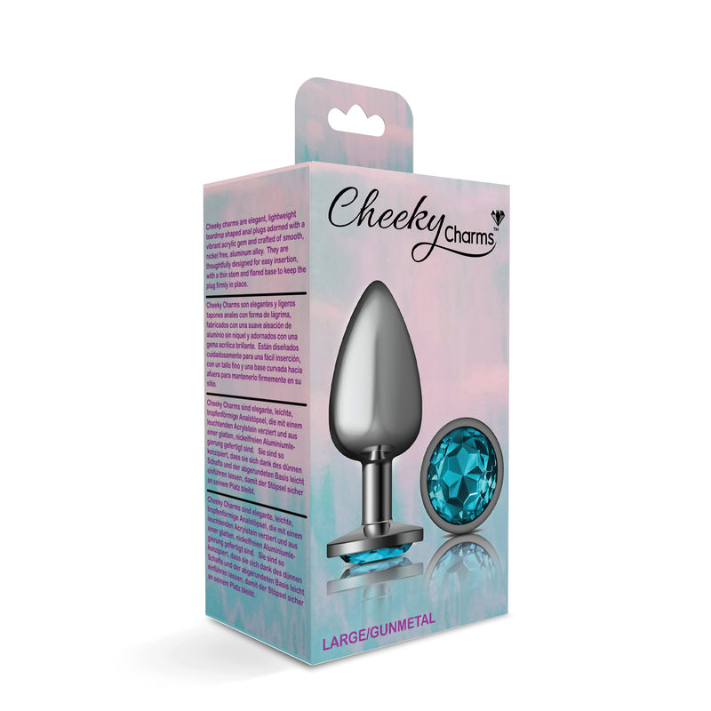 Viben Teal Round Gem Gunmetal Metal Plug - Lg