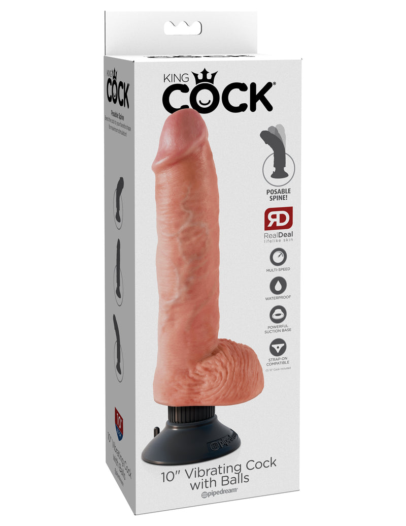 Pipedream King Cock 10-Inch Vibrating Cock With Balls - Flesh