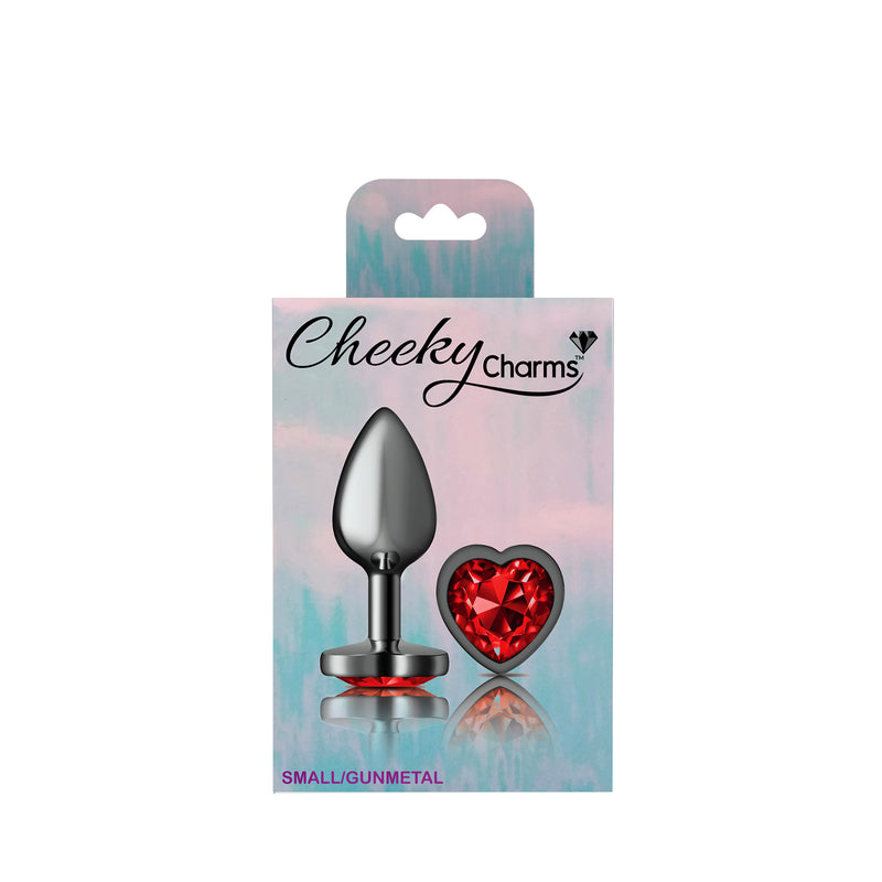 Viben Deep Red Heart Gem Gunmetal Metal Plug - Sm
