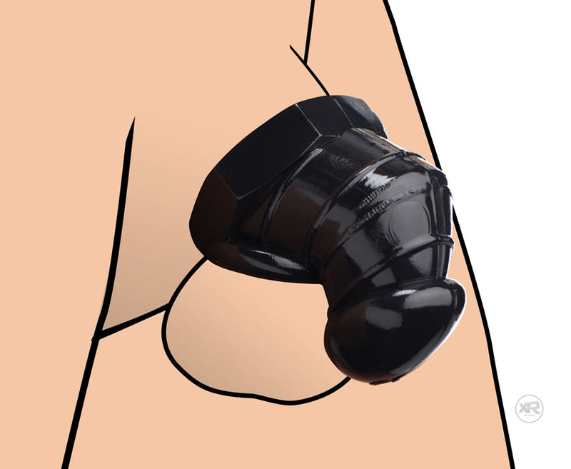 XR Brands Master Series Detained - Black Restrictive Chastity Cage
