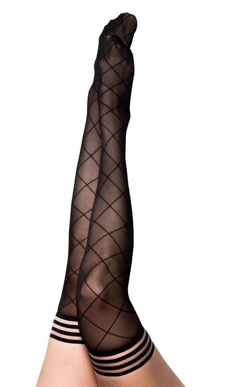 Kix'ies Anna - Diamond Thigh High - Size B - Black