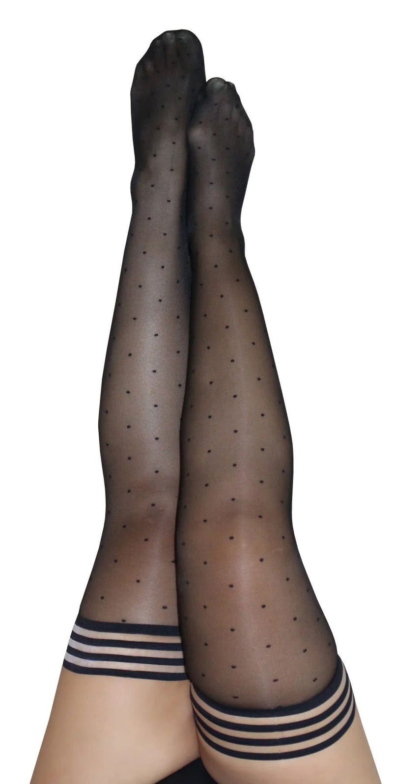 Kix'ies Ally - Polka Dot Thigh High - Size D - Black