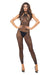 "Love Stroke Stones Heart Bodystocking and G-String Black - Os RR-7118BLKOS"