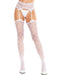 "White Heart Lace Trimmed Heart Net Stockings - Stockings -With Garter Belt - Os LA-1601WHTOS"