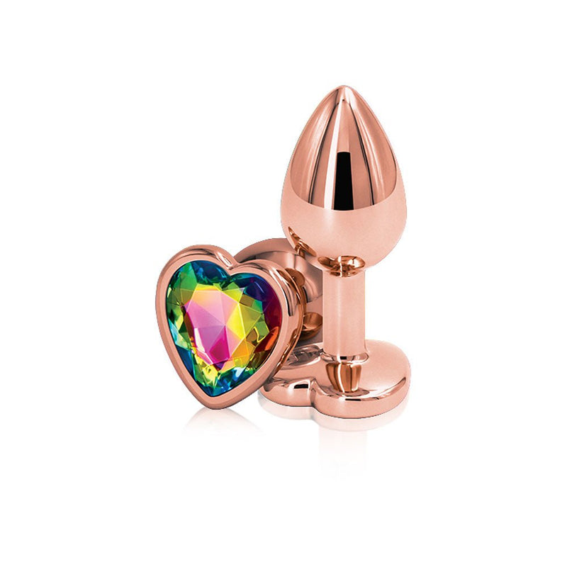 nsnovelties Rear Assets - Rose Gold Heart - Small - Rainbow