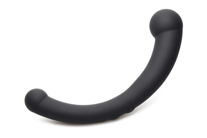 XR Brands 10x Vibra-Crescent Silicone Dual Ended Dildo - Black