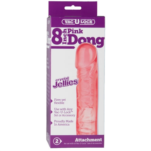 Doc Johnson Vac-U-Lock 8 Inch Crystal Jellies Dong - Pink