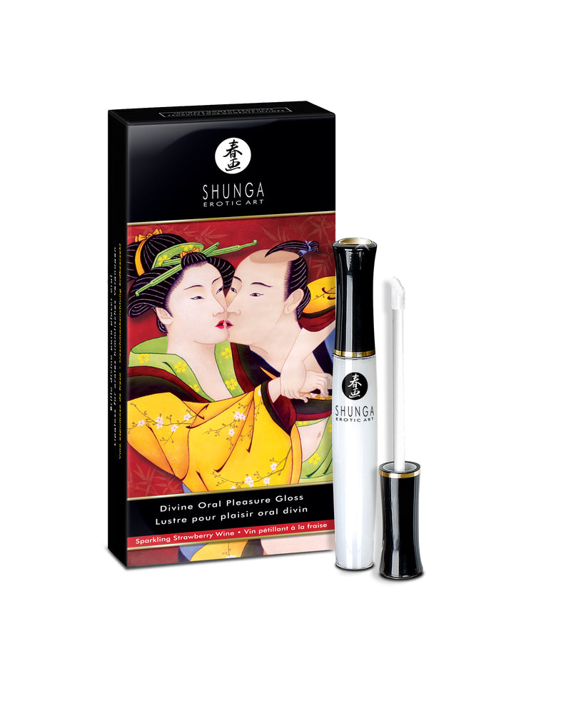 Shunga Divine Oral Pleasure Gloss - Sparkling Strawberry Wine - 0.33 Fl. Oz. / 10 ml