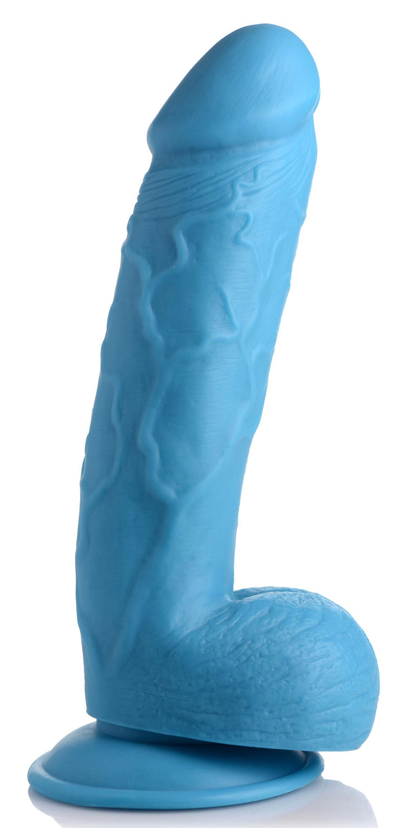 XR Brands Pop Pecker 8.25 Inch Dildo With Balls - Blue