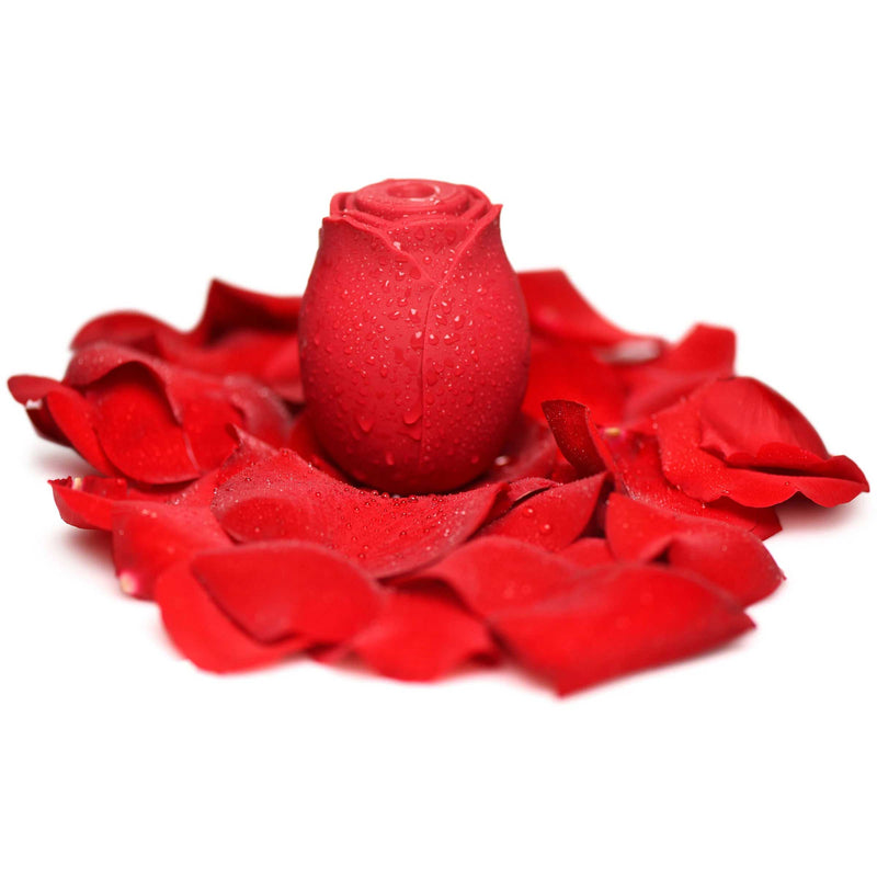 XR Brands Mystic Rose Sucking and Vibrating Silicone Rose - Red