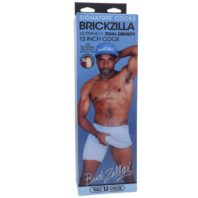 Doc Johnson Signature Cocks - Brickzilla - 13 Inch Ultraskyn Cock With Removable Vac-U-Lock Suction Cup - Chocolate