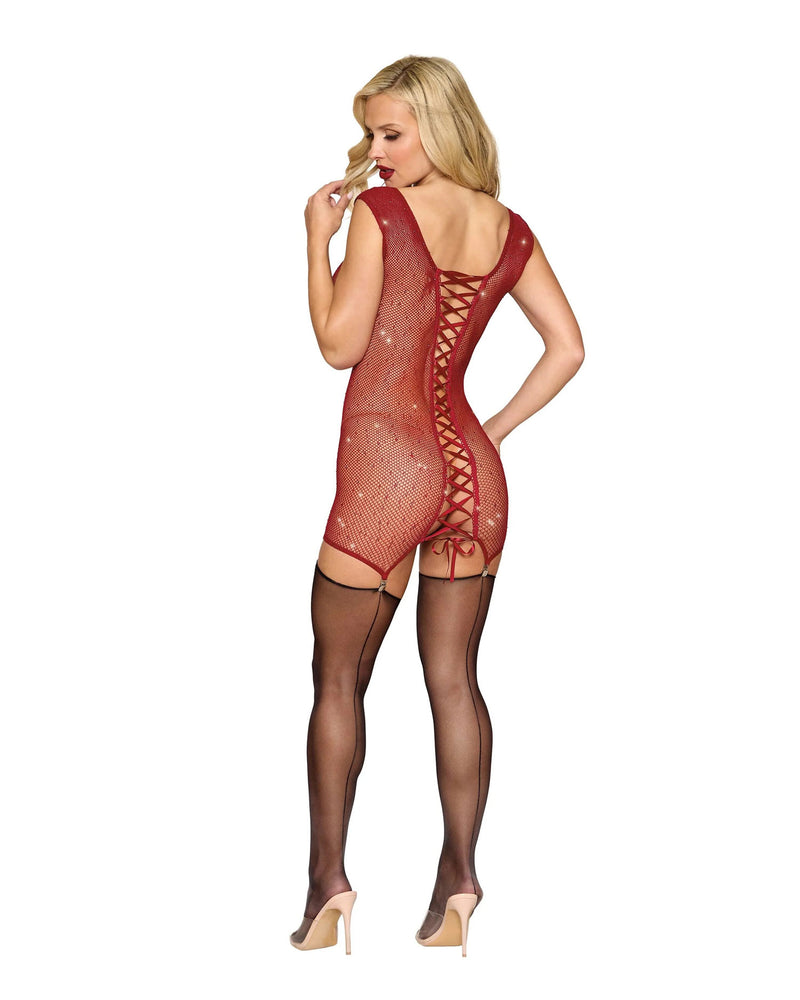 Dreamgirl Garter Slip Dmnd - One Size - Red