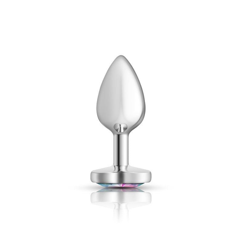 Viben Clear Iridescent Heart Gem Silver Metal Plug - Sm