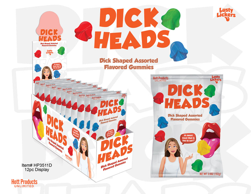 Hott Products Dick Heads Gummies - Dick Shaped Gummies - Assorted Flavors