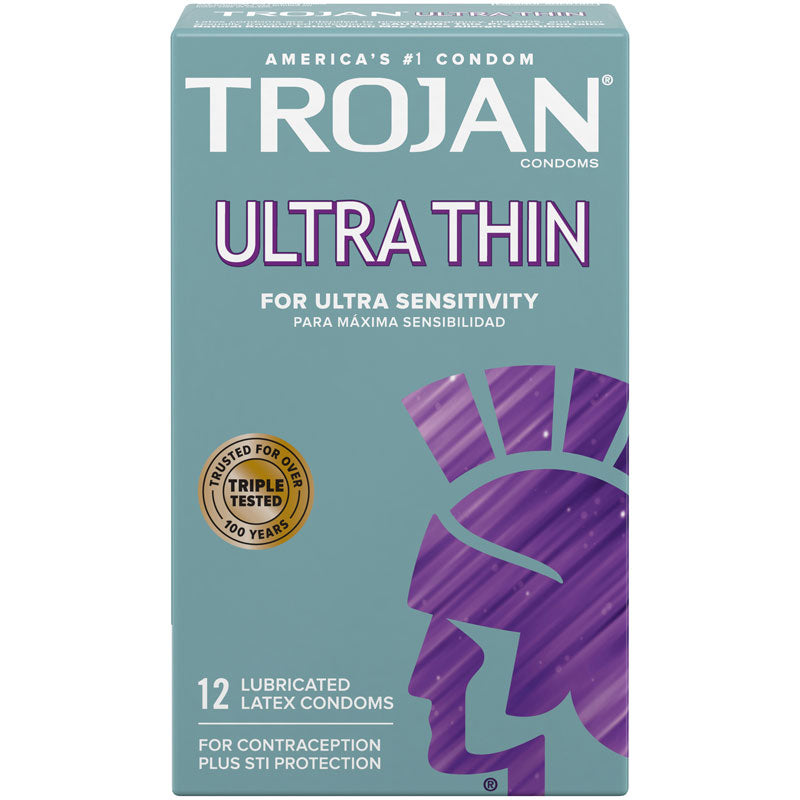 Paradise Marketing Trojan Sensitivity Ultra Thin Lubricated Condoms - 12 Pack
