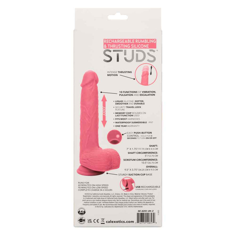CalExotics Rechargeable Rumbling and Thrusting Silicone Studs - Pink