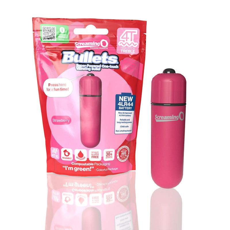 Screaming O Screaming O 4t - Bullet - Super Powered One Touch Vibrating Bullet - Strawberry