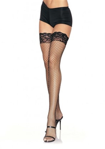 Leg Avenue Industrial Net Stay Up Thigh Highs - One Size - Black