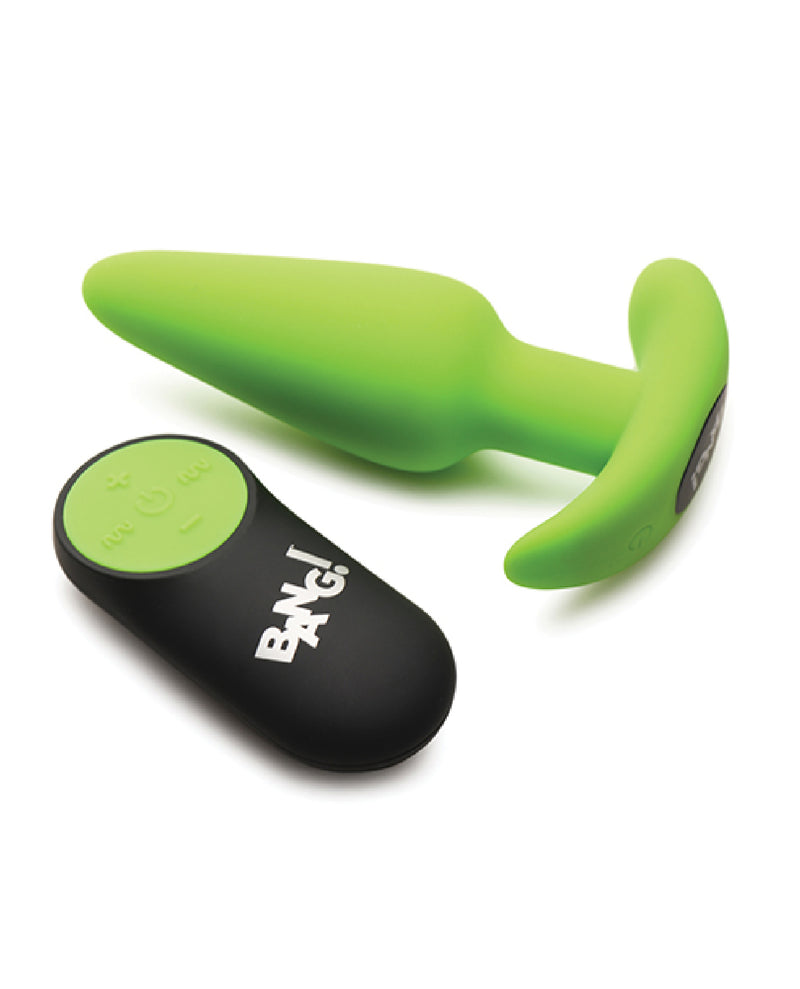 XR Brands Glow in the Dark Butt Plug With Remote - Green