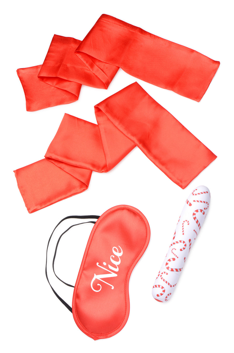 XR Brands Bang - Naughty Holiday Kit - Wrist Ties XL Bullet and Blindfold