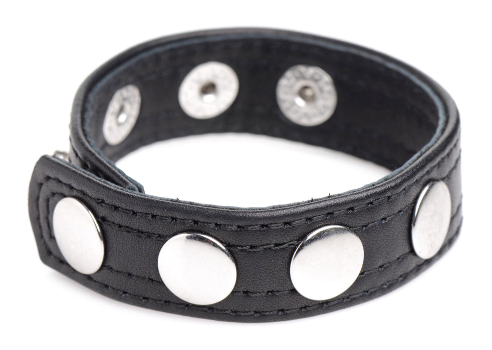 "Cock Gear Leather Speed Snap Cock Ring - Black STR-AG845-BLK"