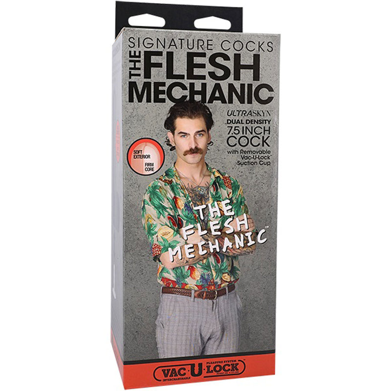 Doc Johnson Signature Cocks the Flesh Mechanic 7.5" - Cock With Removable Vac-U-Lock Suction Cup - Vanilla