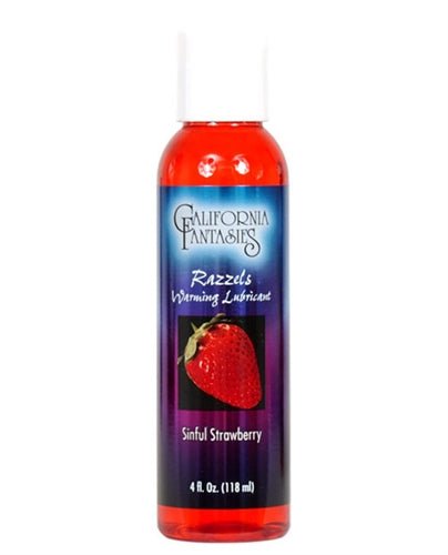 California Fantasies Razzels Warming Lubricant - Sinful Strawberry - 4 Oz. Bottle
