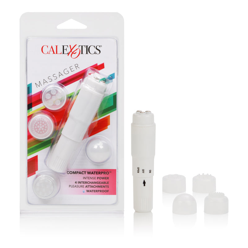 CalExotics Compact Waterproof Personal Travel Massager With 4 Tips - White