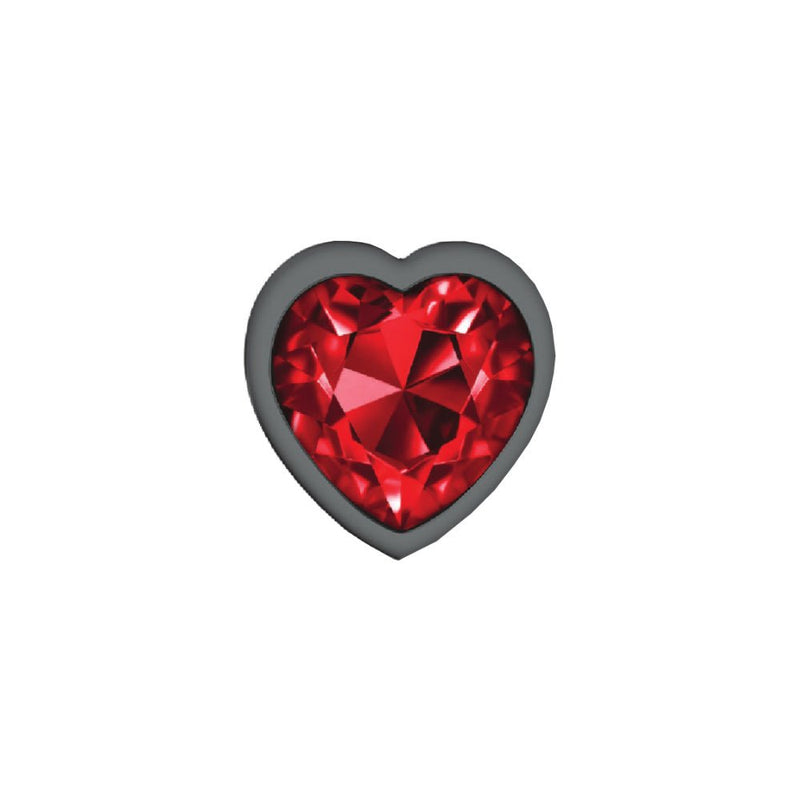 Viben Deep Red Heart Gem Gunmetal Metal Plug - Sm