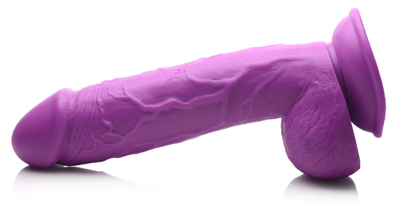XR Brands Pop Pecker 8.25 Inch Dildo With Balls - Purple