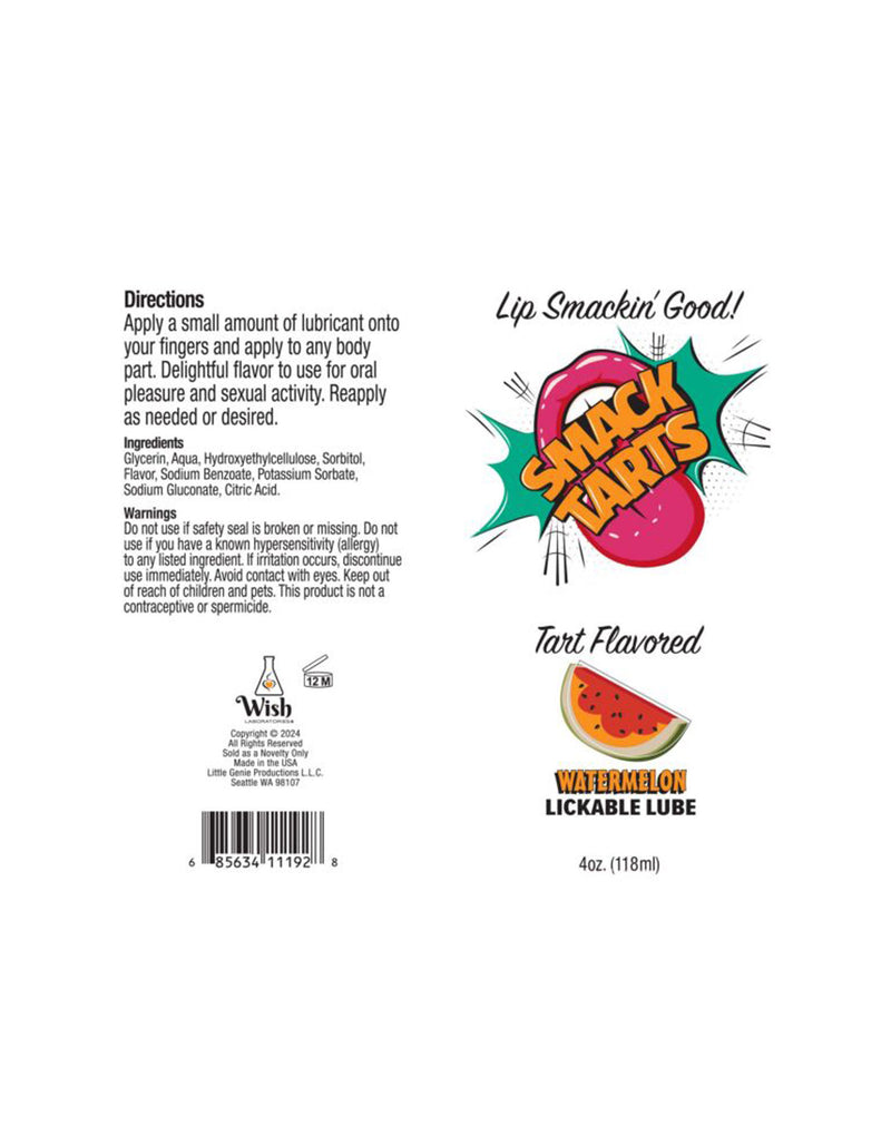 Little Genie Smack Tarts 4oz Lickable Flavored Lubricant - Watermelon