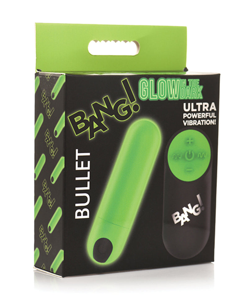 XR Brands Glow in the Dark Bullet With Remote - Green