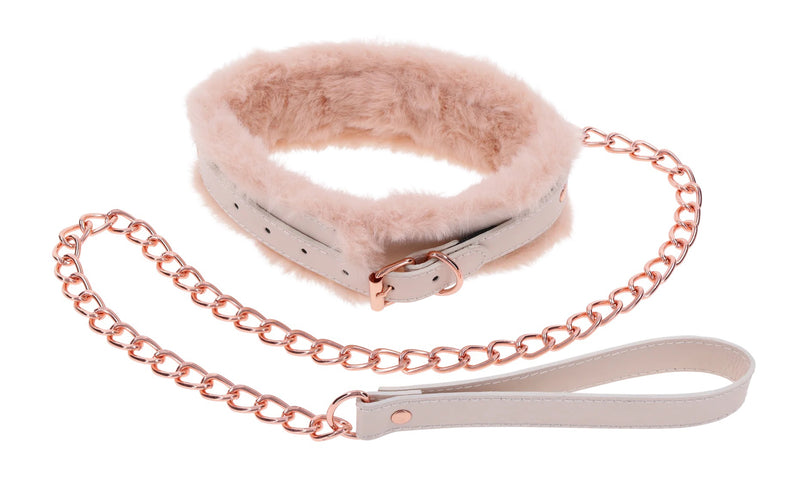 Sportsheets Peaches N Creame Fur Collar and Leash - Pink