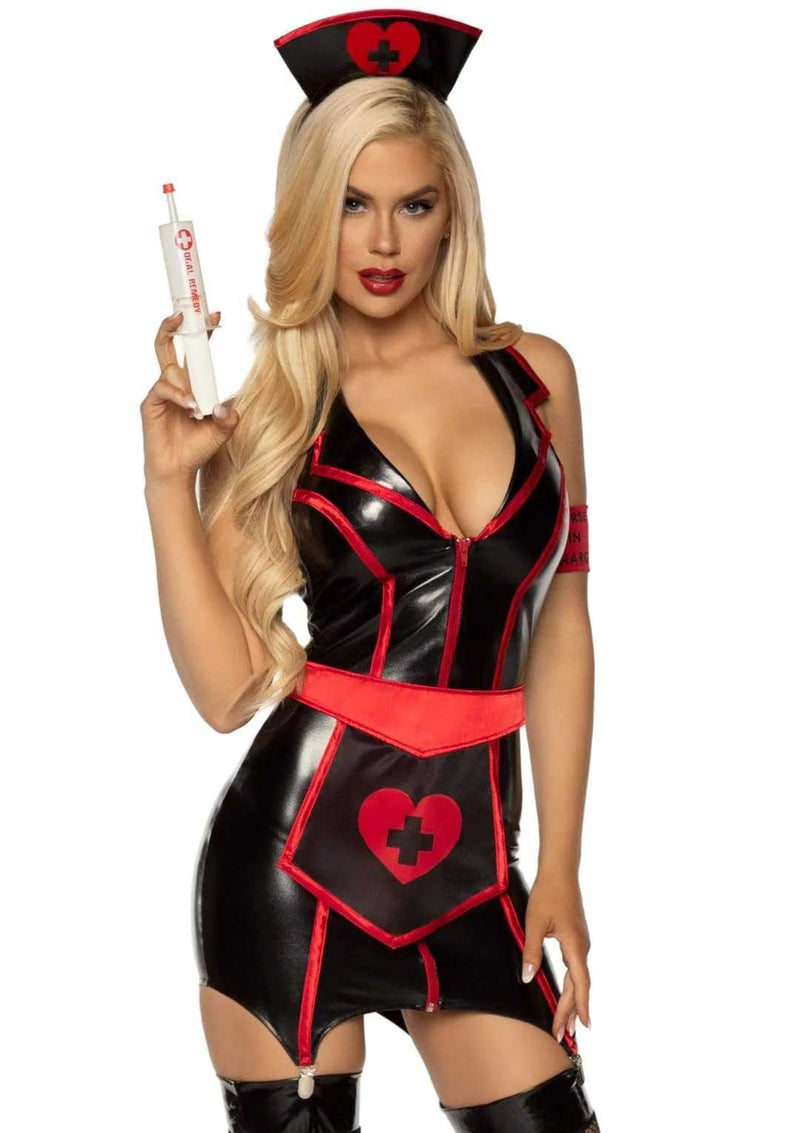 Leg Avenue Naughty Nurse Costume - X-Large - Black/red
