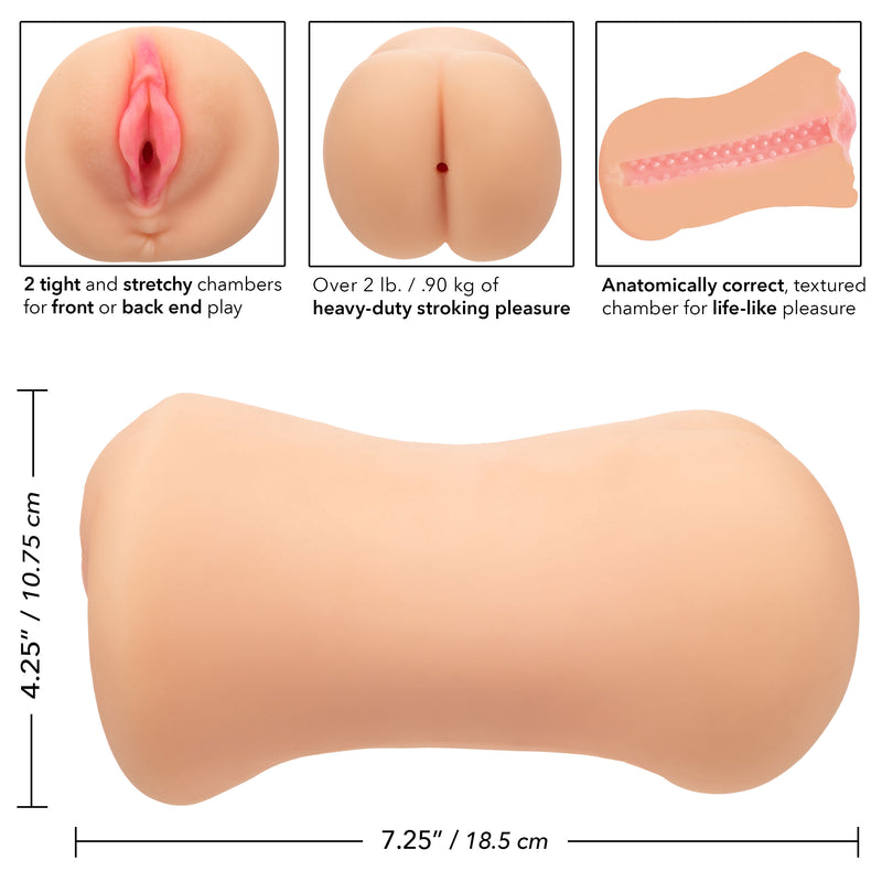 CalExotics Stroke It Dual Entry Pussy and Ass - Ivory - Stroker Masturbator - Realistic Pocket Pussy