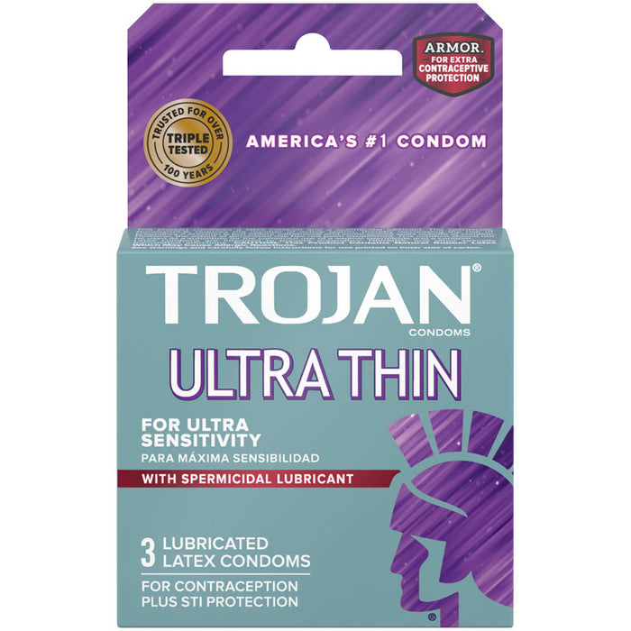 "Trojan Ultra Thin Armor Spermicidal Condoms - 3 Pack TJ92720"