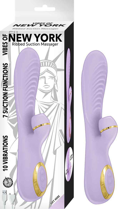 "Vibes of New York Ribbed Suction Massager - Lavender NW2914-2"