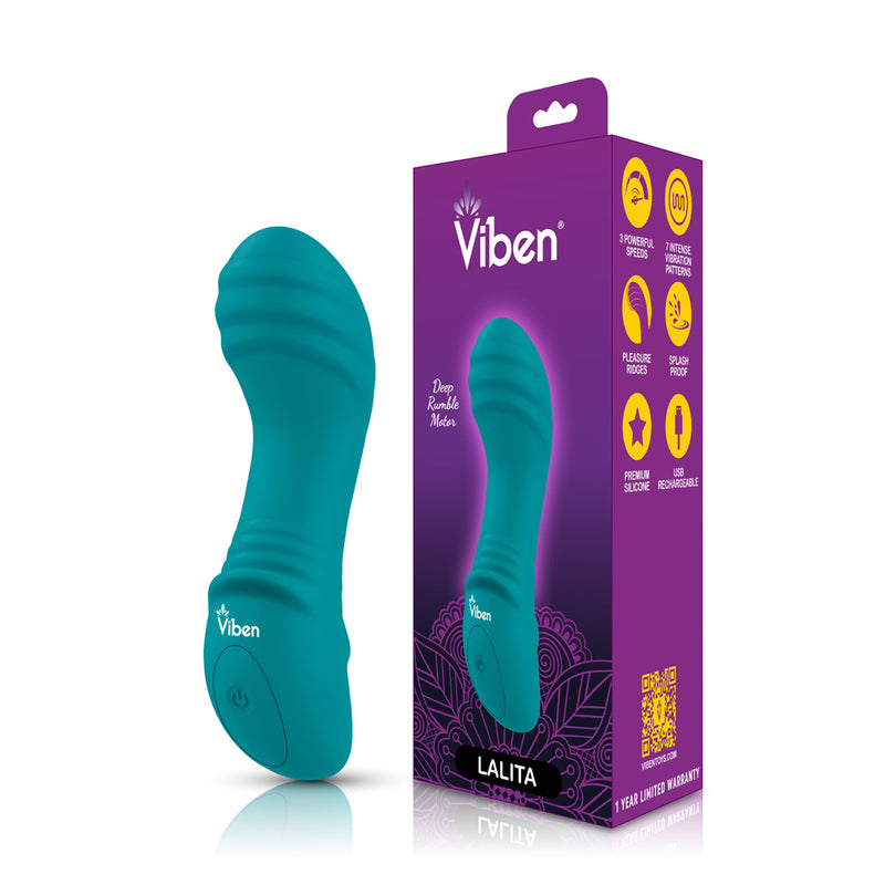 Viben Lalita Mini Pleasure Ridges G-Spot Vibe - Ocean