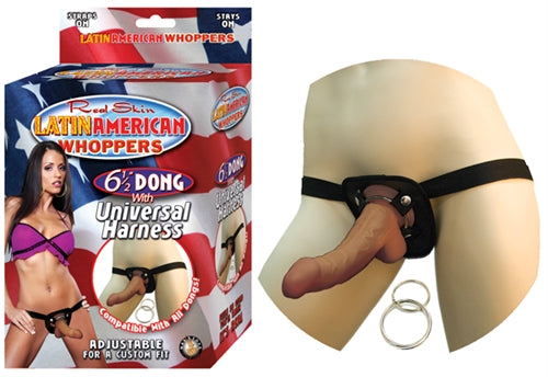 Nasstoys All American Whoppers 6.5-Inch-Dong With Universal Harness Latin