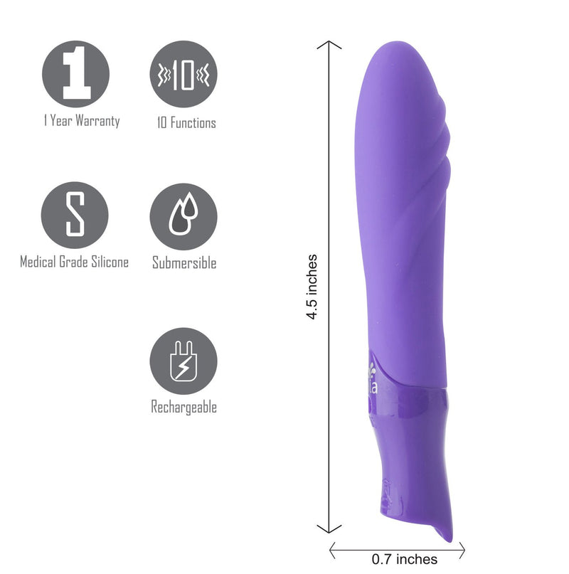 Maia Toys Margo Silicone Textured Bullet Vibrator - Neon Purple